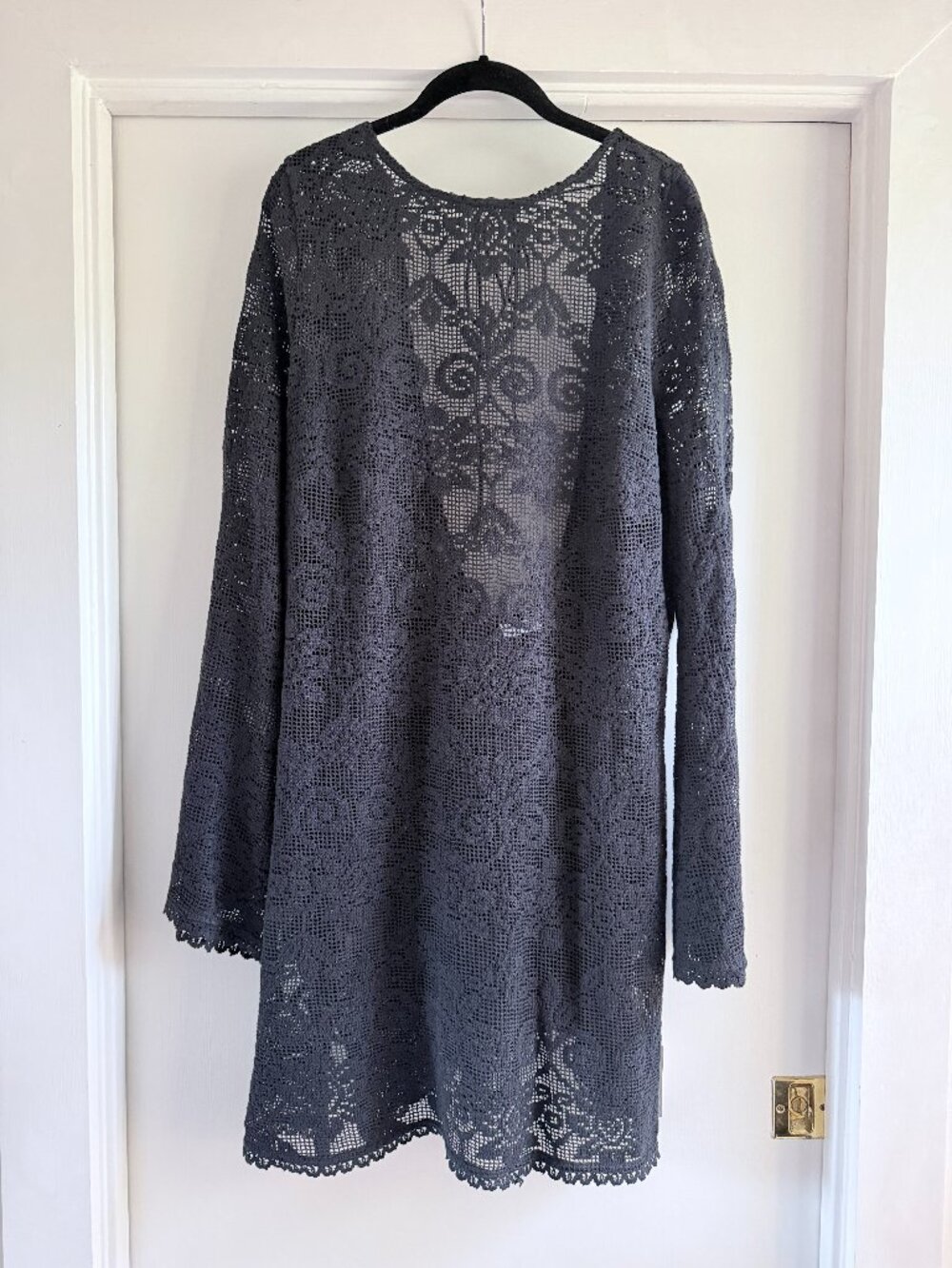 ASOS DESIGN Curve Minette beach crochet lace mini dress in black UK20/US16